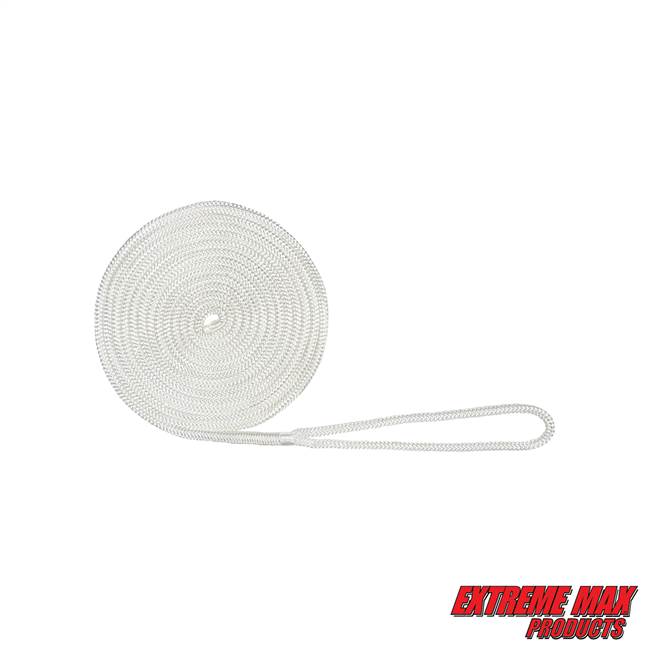 Extreme Max 3006.2924 BoatTector Double Braid Nylon Dock Line - 3/8" x 15', White