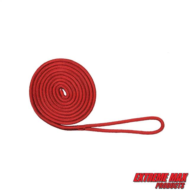 Extreme Max 3006.2939 BoatTector Double Braid Nylon Dock Line - 1/2" x 15', Red