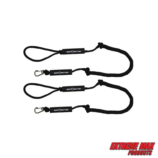 Extreme Max 3006.2978 BoatTector PWC Bungee Dock Line Value 2-Pack - 6', Black