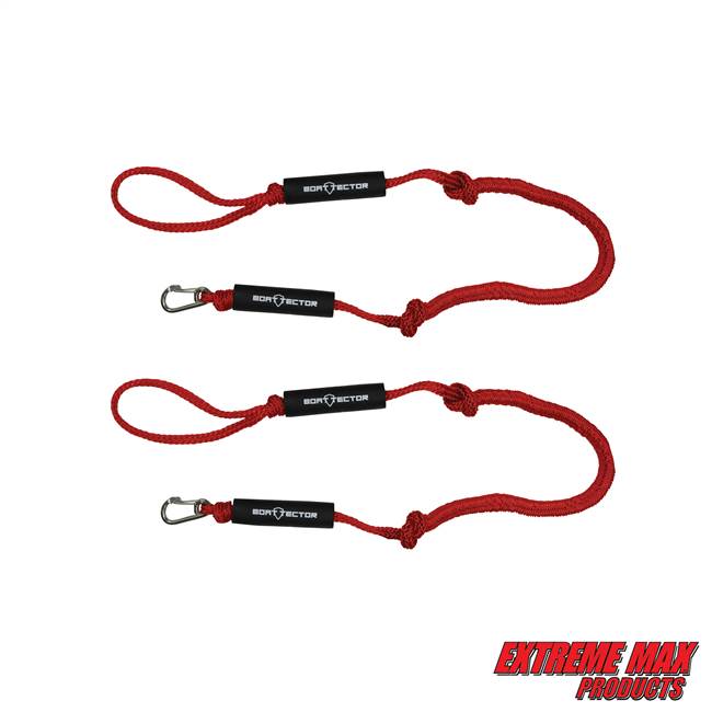 Extreme Max 3006.2987 BoatTector PWC Bungee Dock Line Value 2-Pack - 6', Red
