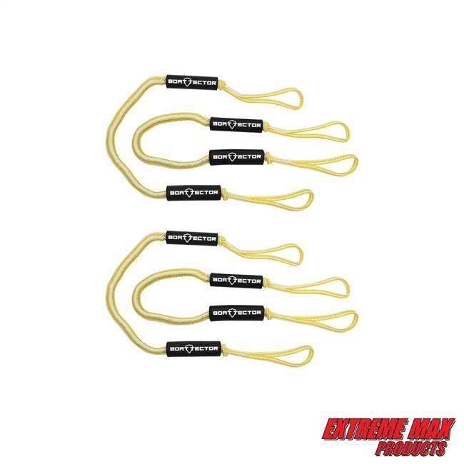 Extreme Max 3006.3233 BoatTector Bungee Dock Line Value 4-Pack - 4', Yellow/White