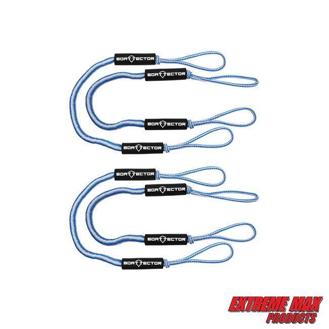 Extreme Max 3006.3243 BoatTector Bungee Dock Line Value 4-Pack - 4', Blue/White