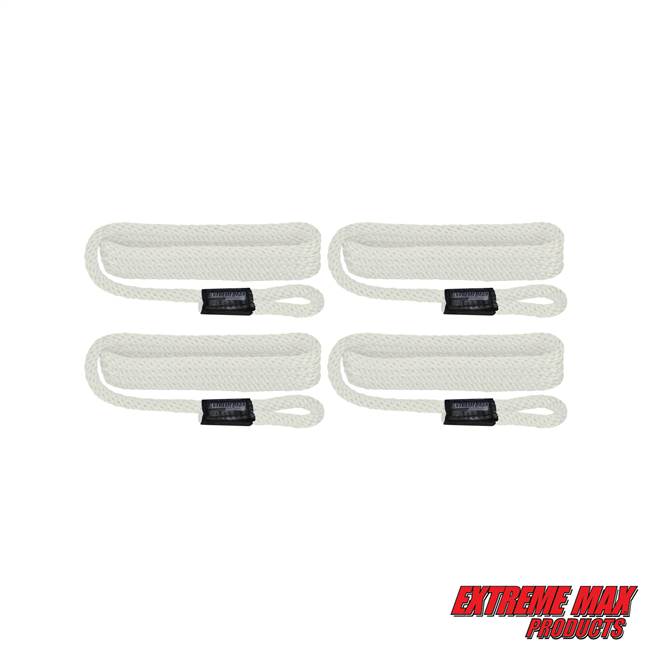 Extreme Max 3006.3314 BoatTector Solid Braid MFP Fender Line Value 4-Pack - 3/8" x 5', White