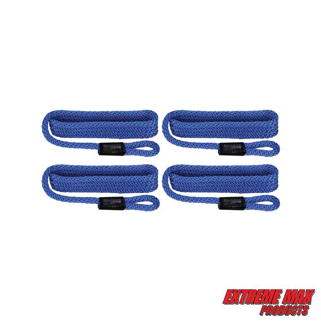 Extreme Max 3006.3369 BoatTector Solid Braid MFP Fender Line Value 4-Pack - 3/8" x 5', Royal Blue
