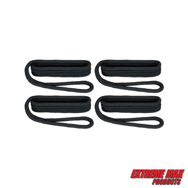 Extreme Max 3006.3383 BoatTector Premium Double Braid Nylon Fender Line Value 4-Pack - 3/8