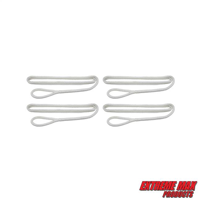 Extreme Max 3006.3398 BoatTector Premium Double Braid Nylon Fender Line Value 4-Pack - 3/8" x 6', White