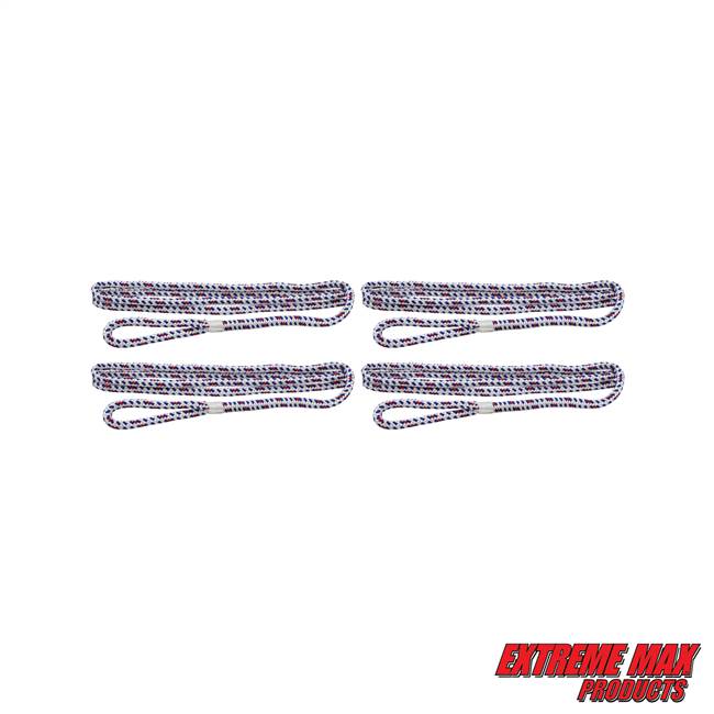 Extreme Max 3006.3418 BoatTector Premium Double Braid Nylon Fender Line Value 4-Pack - 3/8" x 6', Old Glory