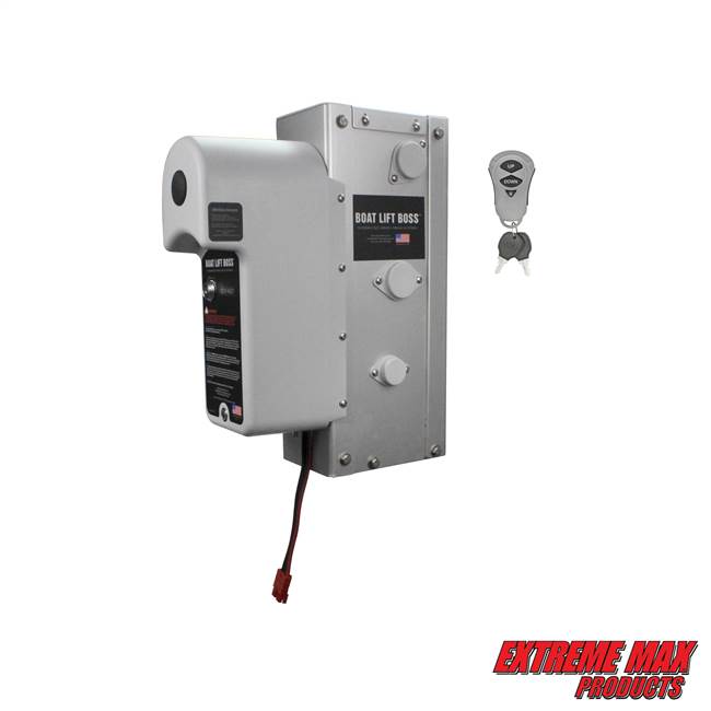 Extreme Max 3006.4586 Boat Lift Boss Integrated Winch with Remote Control Key Fob - 12/24V, 5000 lbs.