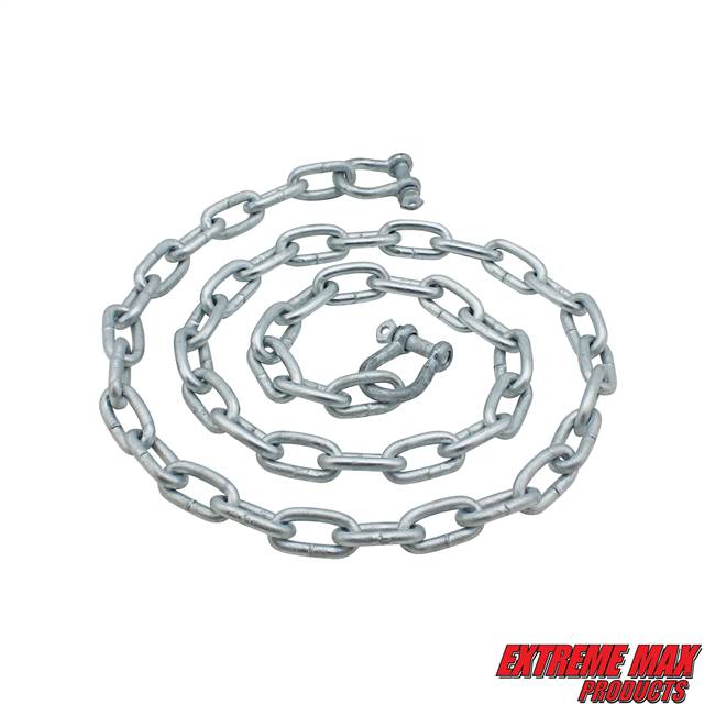 Extreme Max 3006.6566 BoatTector Galvanized Steel Anchor Lead Chain - 3/16" x 4' with 1/4" Shackles