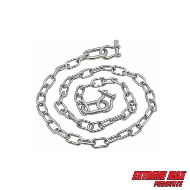 Extreme Max 3006.6578 BoatTector Stainless Steel Anchor Lead Chain - 1/4" x 4' with 5/16" Shackles