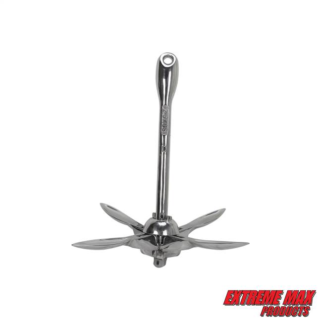 Extreme Max 3006.6678 BoatTector Folding / Grapnel Anchor, Stainless Steel - 5.5 lb.