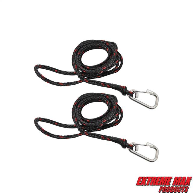 Extreme Max 3006.6779 PWC 7' Dock Line with Stainless Steel Snap Hook - Value 2-Pack