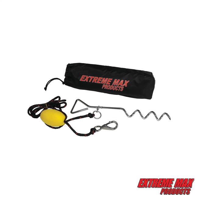 Extreme Max 3006.6826 BoatTector Complete PWC Screw Anchor Kit with Rope, Marker Buoy, and Storage Bag