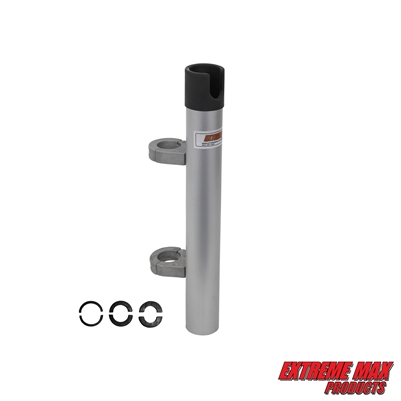 Extreme Max 3006.6842 Universal Rail Mount Fishing Rod Holder â€“ 360Â° Adjustable Clamp, Fits 7/8", 1", & 1-1/4" Round Rails, Saltwater & Freshwater Compatible, Aluminum