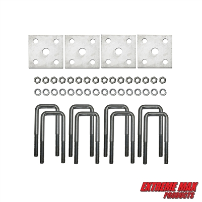 Extreme Max 3006.7098 Tandem Axle Galvanized U-Bolt Kit for Mounting Boat Trailer Leaf Springs for 2