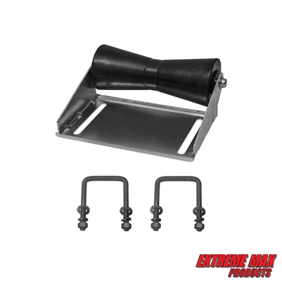 Extreme Max 3006.7149 Boat Trailer Keel Roller and Bracket Kit for 3x3 Cross Members - 10" Poly Vinyl Roller, Black