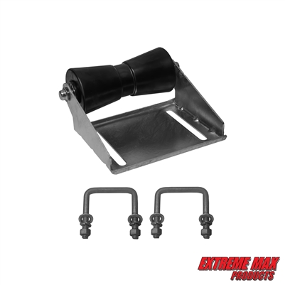 Extreme Max 3006.7158 Boat Trailer Keel Roller and Bracket Kit for 2x3 Cross Members - 8" Rubber Roller, Black