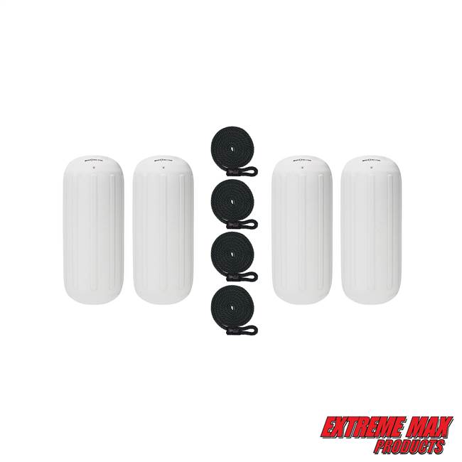 Extreme Max 3006.7297.4 BoatTector HTM Inflatable Fender Value 4-Pack - 6.5" x 15", White