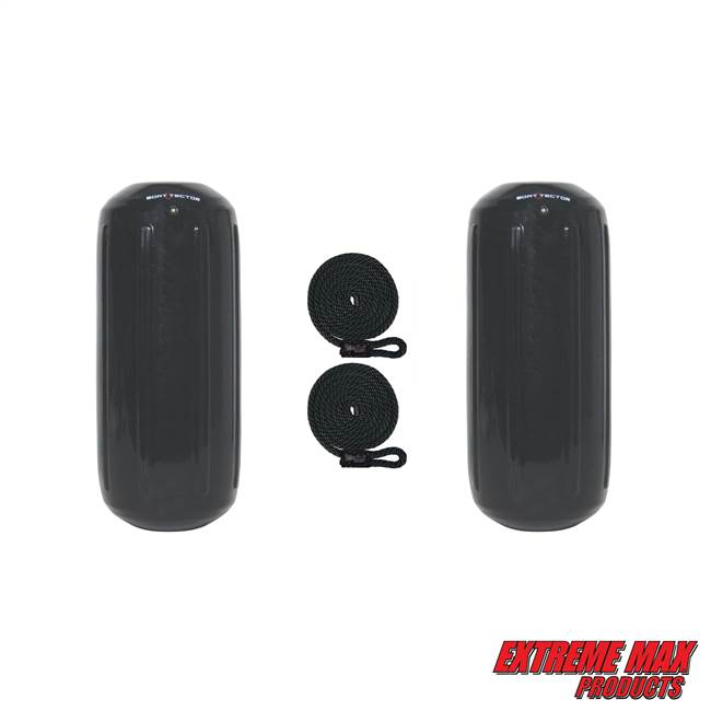 Extreme Max 3006.7300.2 BoatTector HTM Inflatable Fender Value 2-Pack - 6.5" x 15", Black