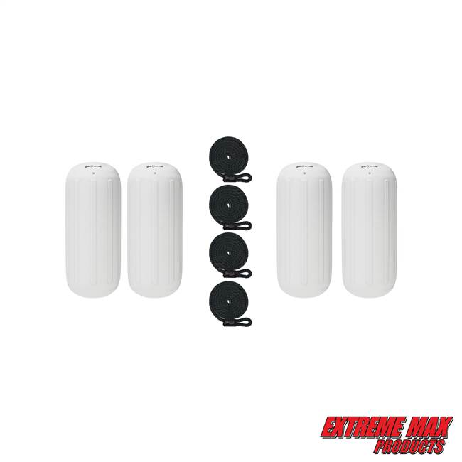 Extreme Max 3006.7303.4 BoatTector HTM Inflatable Fender Value 4-Pack - 8.5" x 20", White