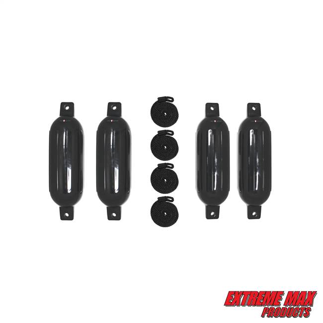 Extreme Max 3006.7384 BoatTector Fender Value 4-Pack - 6.5" x 22‰Û, Black