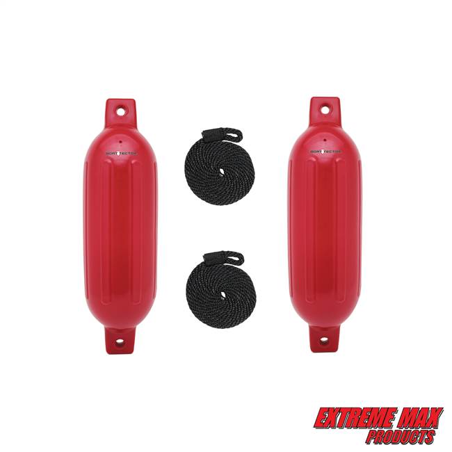 Extreme Max 3006.7432 BoatTector Fender Value 2-Pack - 4.5" x 16", Bright Red