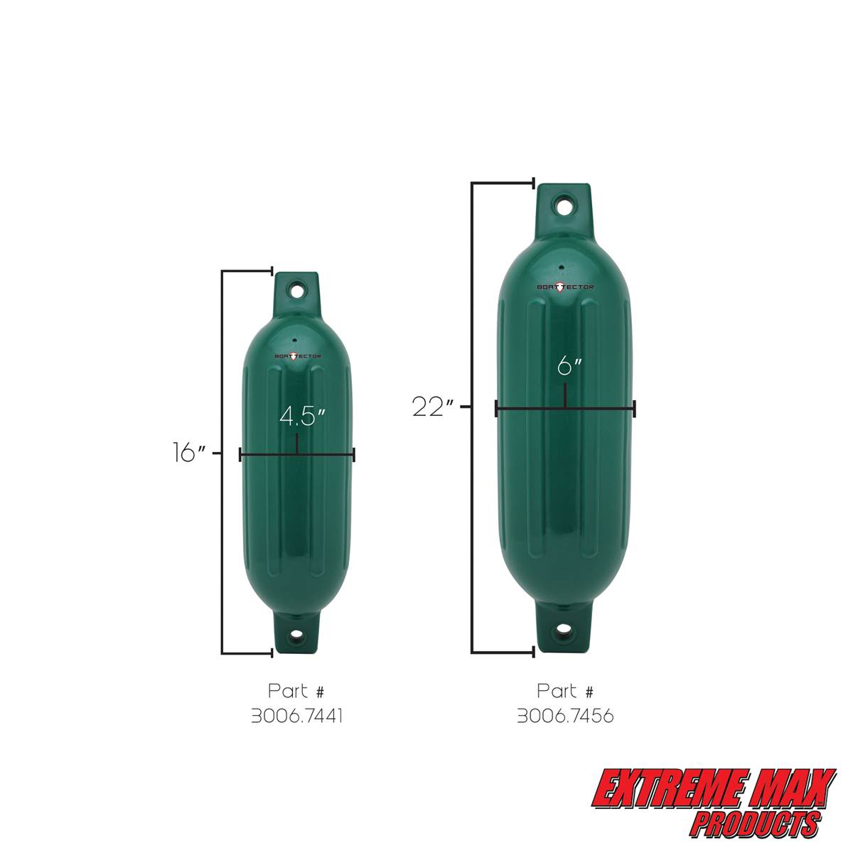4.5 x 16 Extreme Max 3006.7441 BoatTector Fender Value 2-Pack Forest Green 