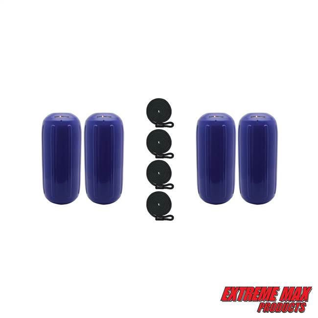 Extreme Max 3006.7468.4 BoatTector HTM Inflatable Fender Value 4-Pack - 6.5" x 15", Cobalt Blue