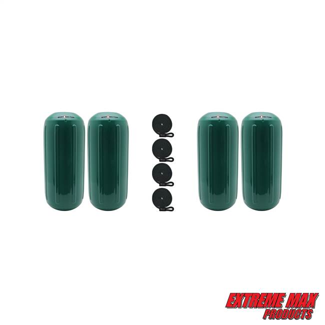 Extreme Max 3006.7471.4 BoatTector HTM Inflatable Fender Value 4-Pack - 6.5" x 15", Forest Green