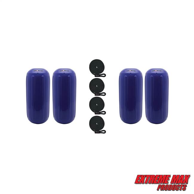 Extreme Max 3006.7483.4 BoatTector HTM Inflatable Fender Value 4-Pack - 8.5" x 20", Cobalt Blue