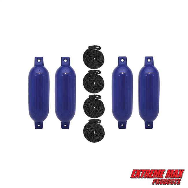 Extreme Max 3006.7533 BoatTector Fender Value 4-Pack, 4.5" x 16" - Cobalt Blue