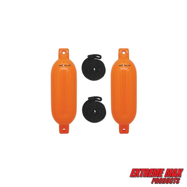 Extreme Max 3006.7581 BoatTector Inflatable Fender Value 2-Pack - 4.5" x 16", Neon Orange