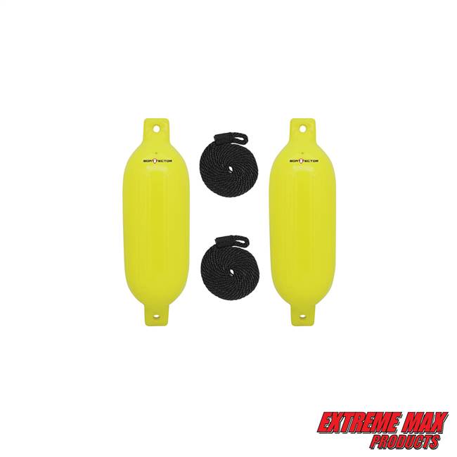 Extreme Max 3006.7614 BoatTector Inflatable Fender Value 2-Pack - 8.5" x 27", Neon Yellow