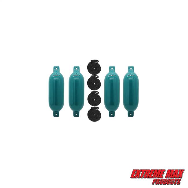 Extreme Max 3006.7623 BoatTector Inflatable Fender Value 4-Pack - 4.5" x 16", Teal