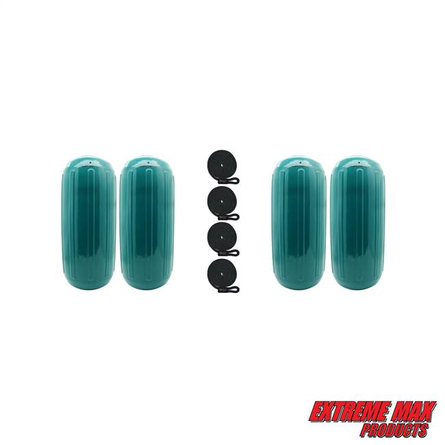 Extreme Max 3006.7712.4 BoatTector HTM Inflatable Fender Value 4-Pack - 6.5" x 15", Teal