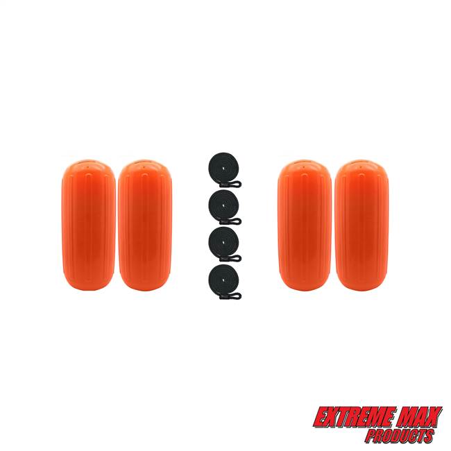 Extreme Max 3006.7715.4 BoatTector HTM Inflatable Fender Value 4-Pack - 6.5" x 15", Neon Orange