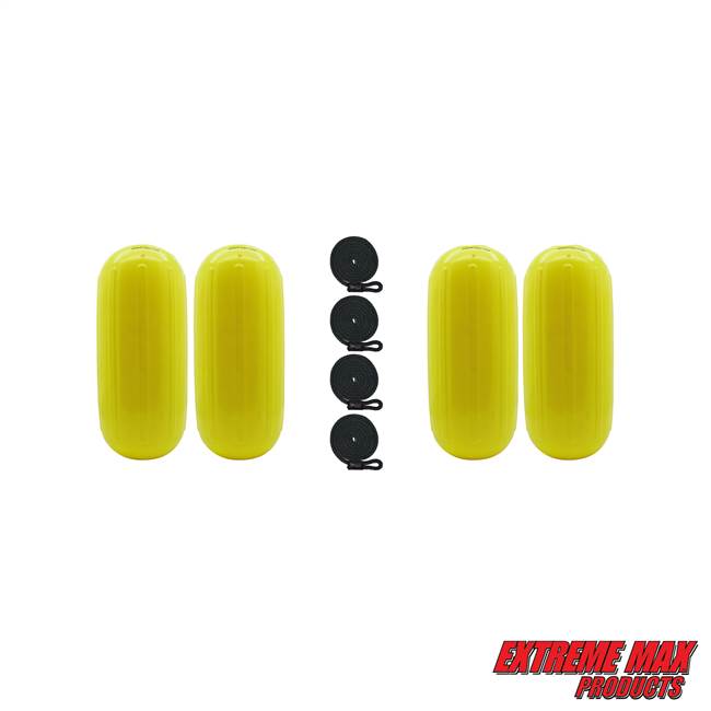 Extreme Max 3006.7718.4 BoatTector HTM Inflatable Fender Value 4-Pack - 6.5" x 15", Neon Yellow