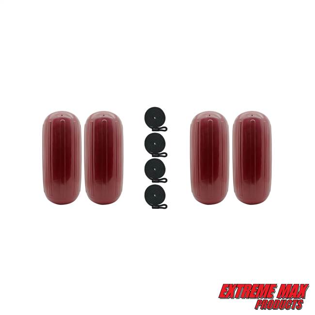 Extreme Max 3006.7724.4 BoatTector HTM Inflatable Fender Value 4-Pack - 6.5" x 15", Cranberry