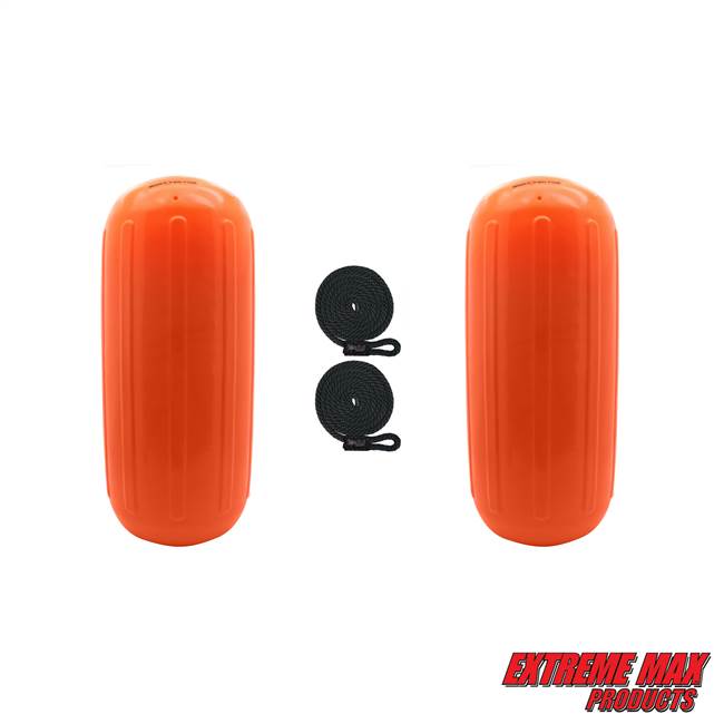 Extreme Max 3006.7729.2 BoatTector HTM Inflatable Fender Value 2-Pack - 8.5" x 20", Neon Orange