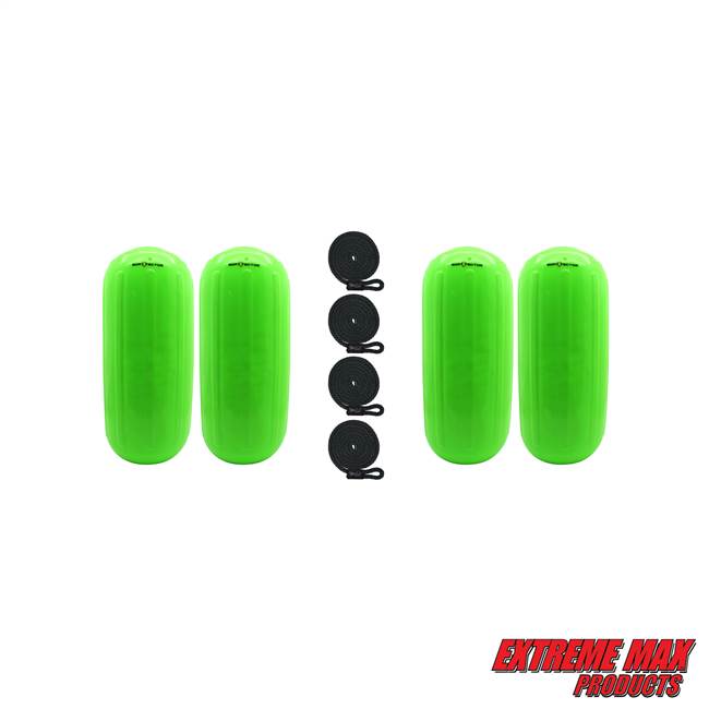 Extreme Max 3006.7736.4 BoatTector HTM Inflatable Fender Value 4-Pack - 8.5" x 20", Neon Green