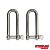 Extreme Max 3006.8201.2 BoatTector Stainless Steel Long D Shackle - 1/4", 2-Pack