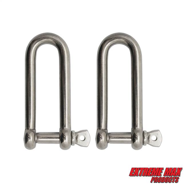 Extreme Max 3006.8207.2 BoatTector Stainless Steel Long D Shackle - 3/8", 2-Pack