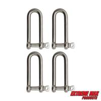 Extreme Max 3006.8207.4 BoatTector Stainless Steel Long D Shackle - 3/8", 4-Pack