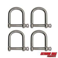 Extreme Max 3006.8225.4 BoatTector Stainless Steel Wide D Shackle - 1/4", 4-Pack
