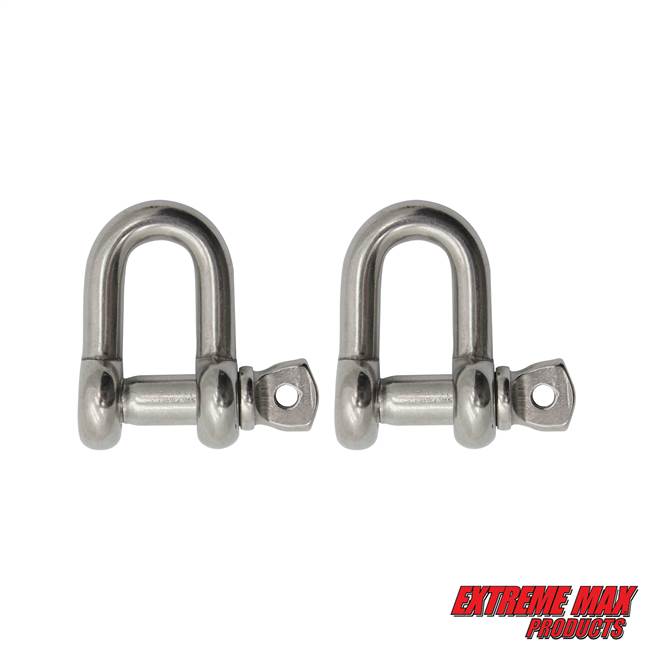 Extreme Max 3006.8261.2 BoatTector Stainless Steel Chain Shackle - 1/4", 2-Pack