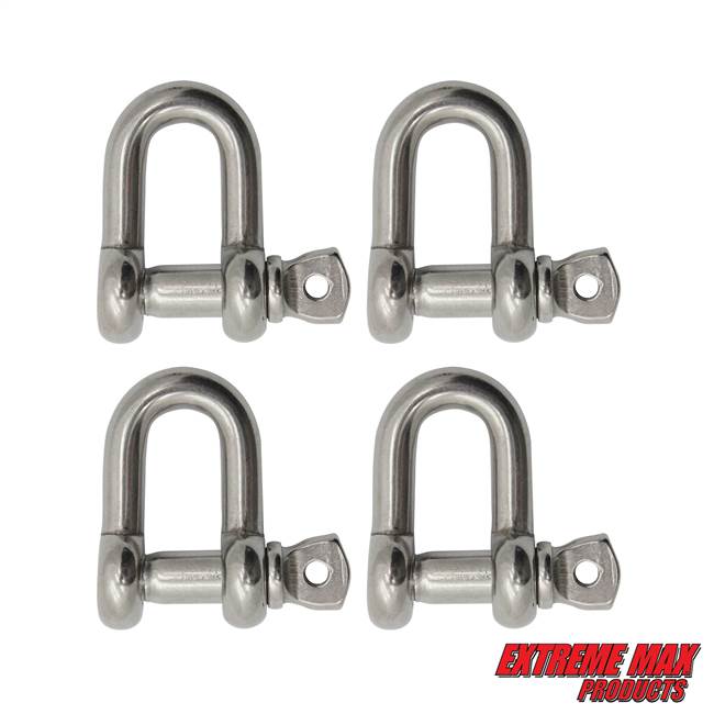 Extreme Max 3006.8264.4 BoatTector Stainless Steel Chain Shackle - 5/16", 4-Pack