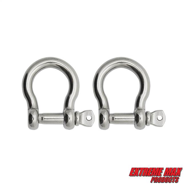 Extreme Max 3006.8288.2 BoatTector Stainless Steel Bow Shackle - 1/4", 2-Pack