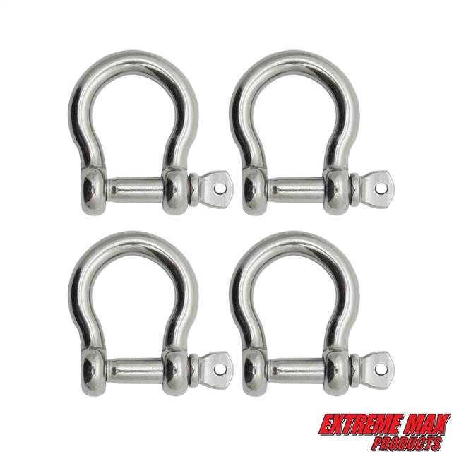 Extreme Max 3006.8288.4 BoatTector Stainless Steel Bow Shackle - 1/4", 4-Pack