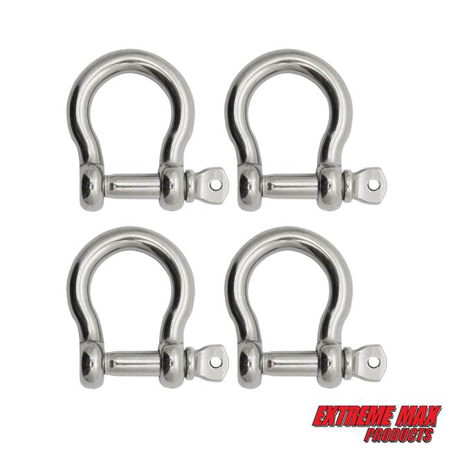 Extreme Max 3006.8297.4 BoatTector Stainless Steel Bow Shackle - 1/2", 4-Pack