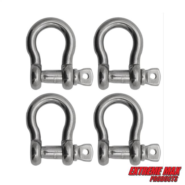 Extreme Max 3006.8312.4 BoatTector Stainless Steel Anchor Shackle - 1/4", 4-Pack